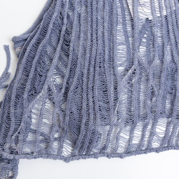 Hm Studio Collection Tie Strap Knitted Top Linen Blend Dusty Blue Large - Picture 8 of 14